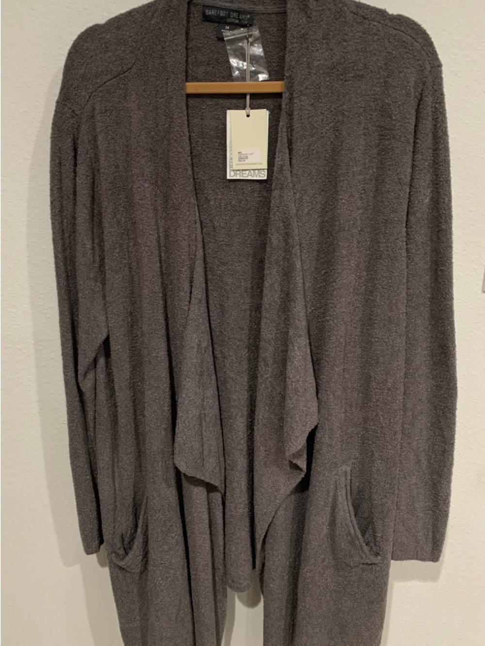 NWT Barefoot Dreams CozyChic Lite Island Wrap Open-Front Soft Cardigan, Gray, 3X - Picture 3 of 9